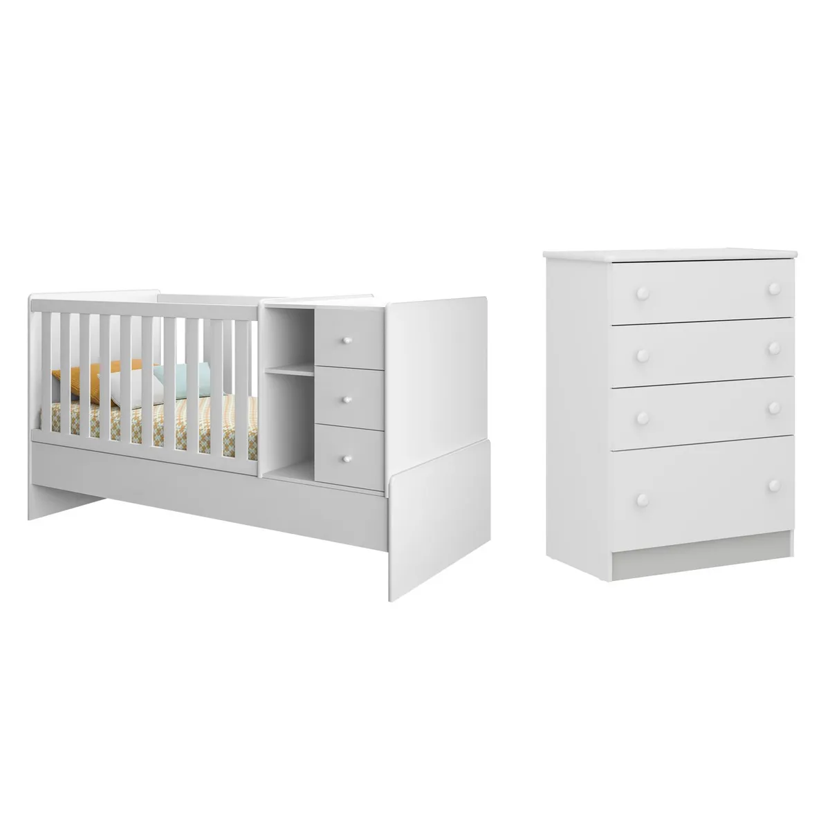 MICA KIDS - Combo: Cuna Convertible + Cómoda Multicolor