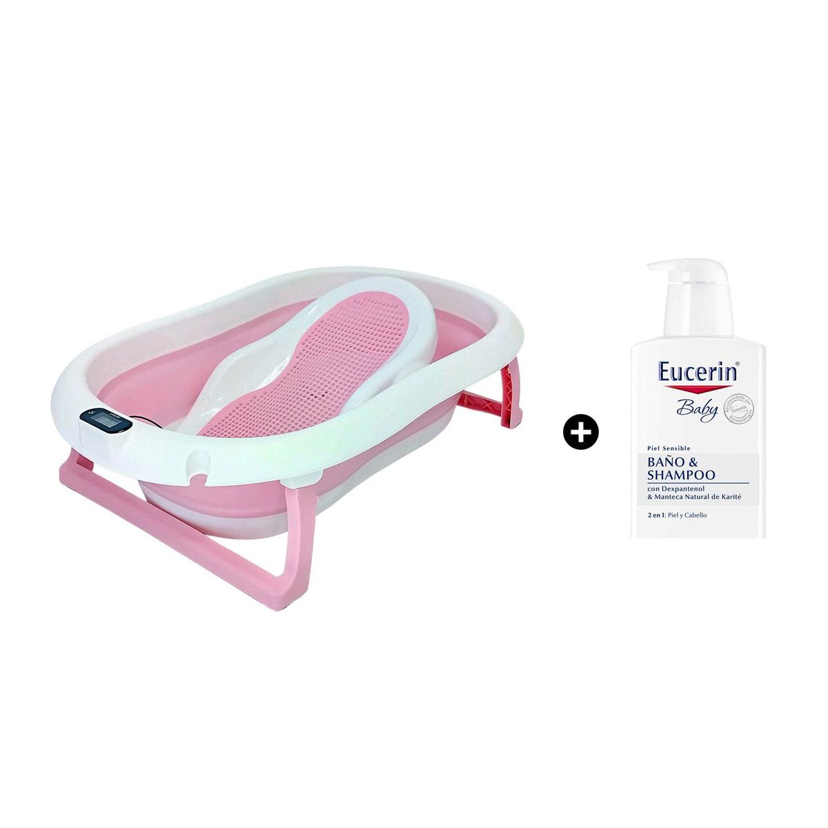 YAMP - Pack Bañera Plegable con Termómetro + Baby Baño Shampoo 400ml