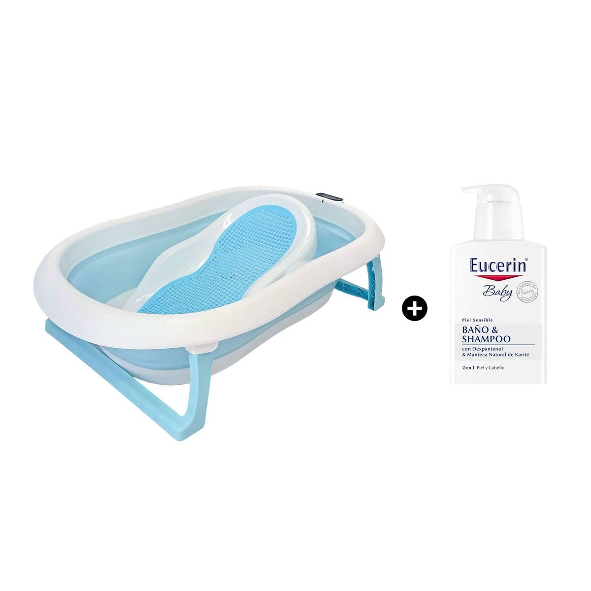 YAMP - Pack Bañera Plegable con Termómetro + Baby Baño Shampoo 240ml