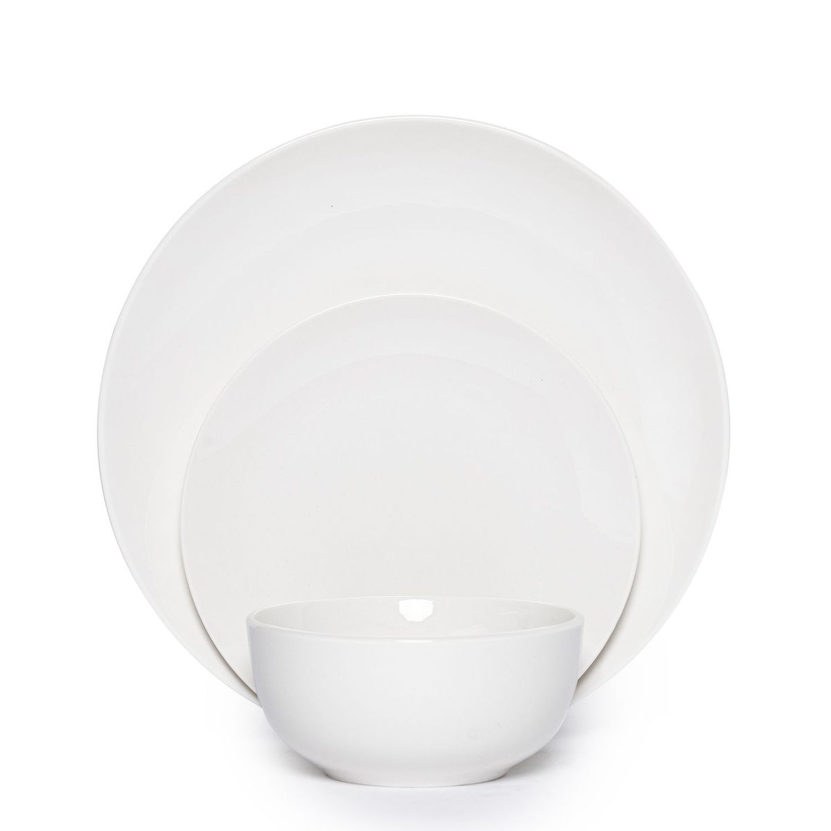 MICA - Juego de Vajillas 12 Pzas Blanco + 12 Vasos (24 Piezas)