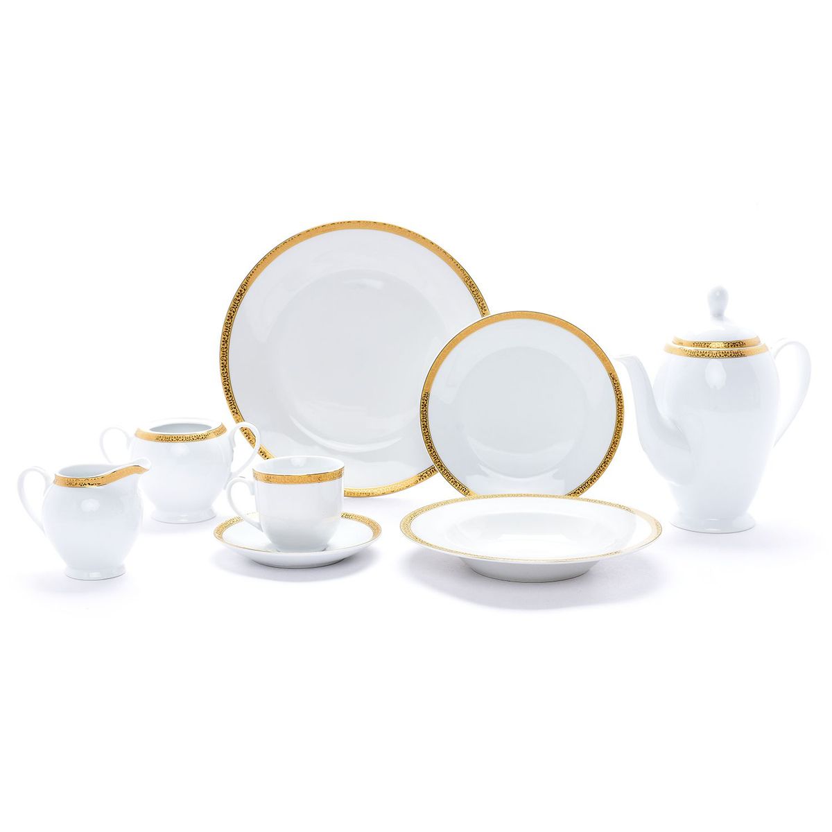 RONA - Juego de 25 Piezas Diana Gold + Set de Copas Champagne Rona