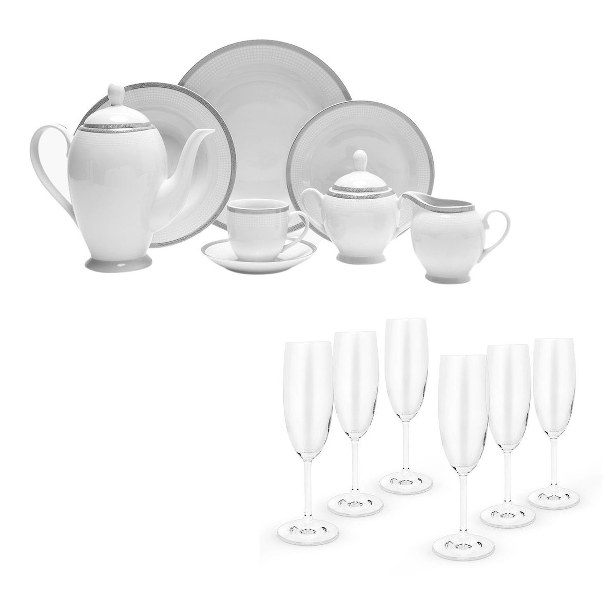 ROBERTA ALLEN - Juego de 25 Piezas Isabel III + Set de Copas Champagne Rona