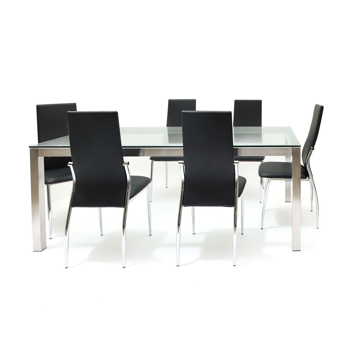 BASEMENT HOME - Juego de comedor: Mesa Positano + 6 sillas Linear negro