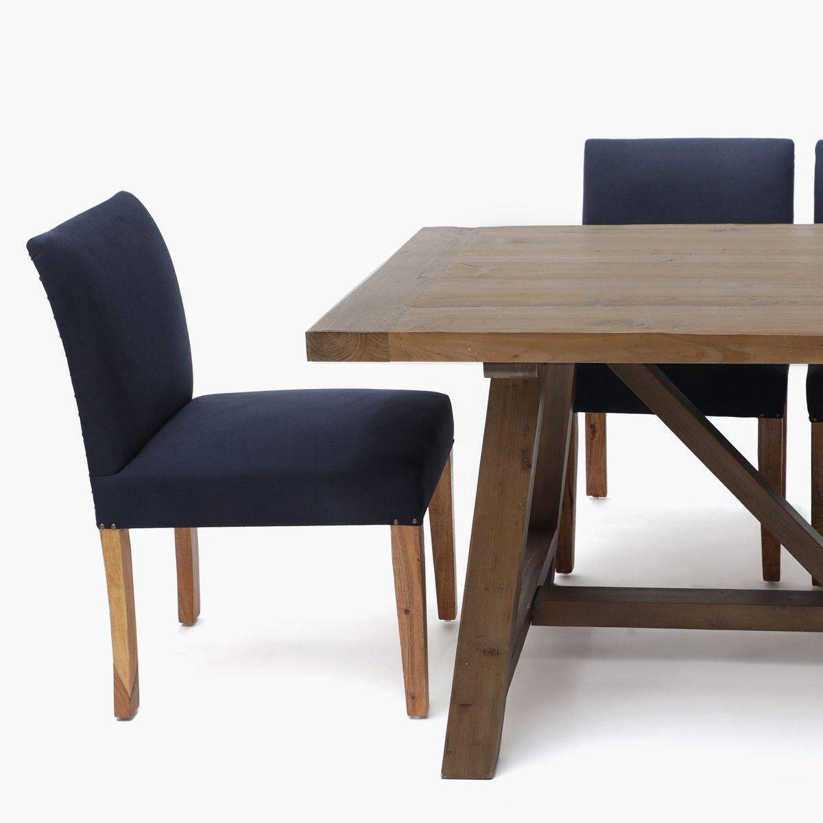 BASEMENT HOME - Juego de comedor: Mesa Iker + 8 Sillas Transtevere azul