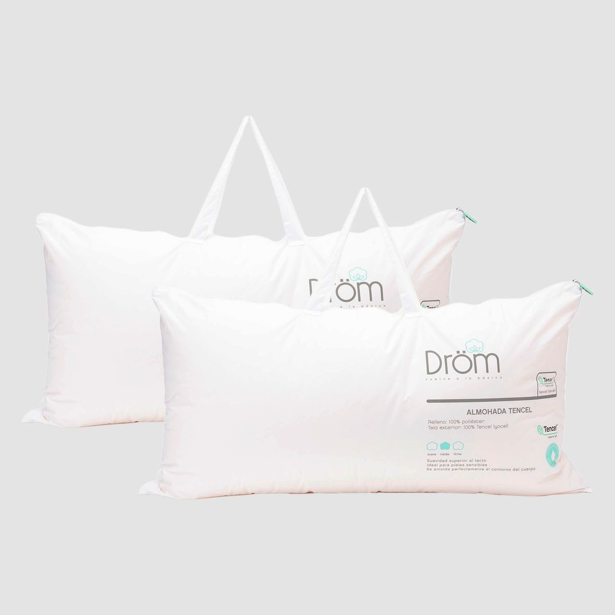 DROM - Pack x2 Almohadas Hipoalergénica Tencel Estándar 50x90cm