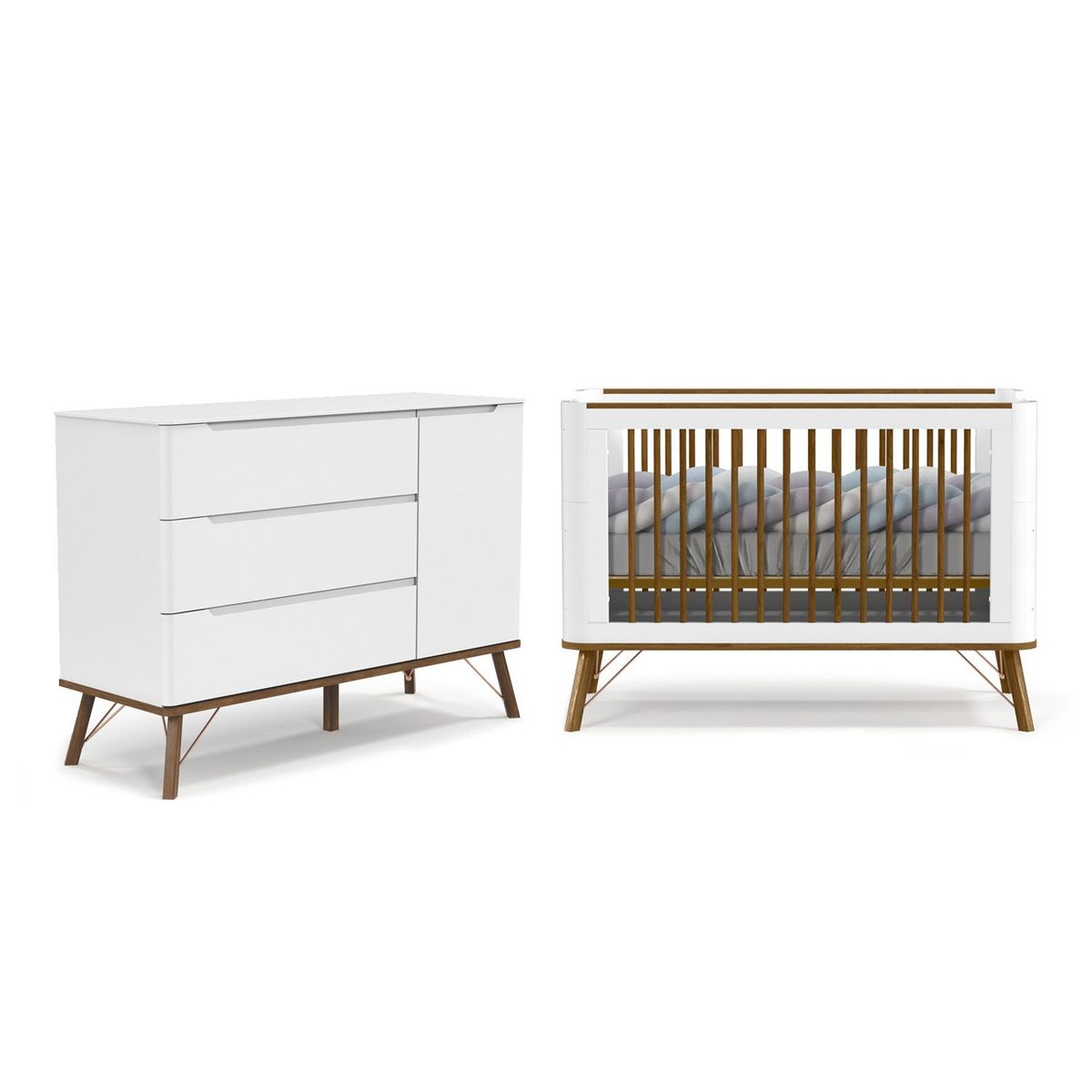MICA KIDS - Combo Albi: Cuna + Cómoda 3 Cajones 1 Puerta