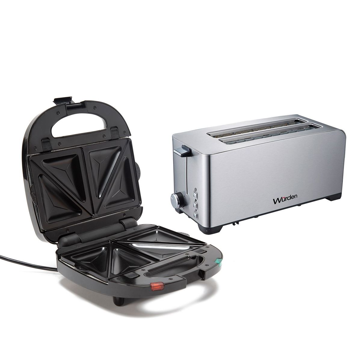 WURDEN - Combo: Sandwichera Wafflera Panini 3 en 1 + Tostador WBT-BACKER4000 WURDEN