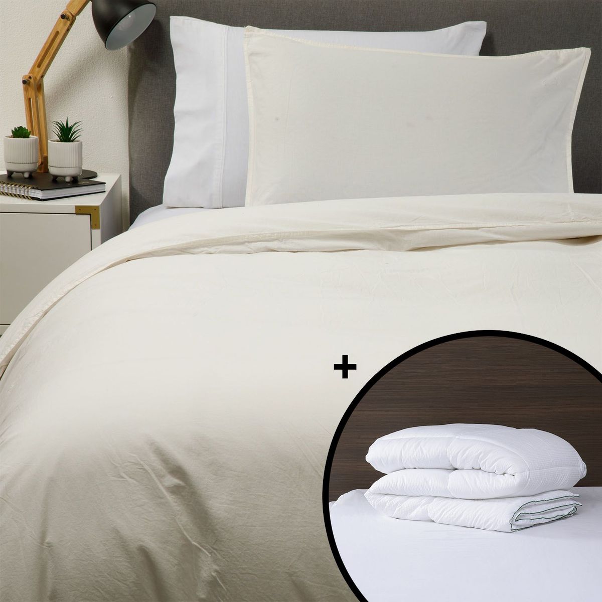 BASEMENT HOME - Funda Plumón Washed + Edredon Hipoalergénico