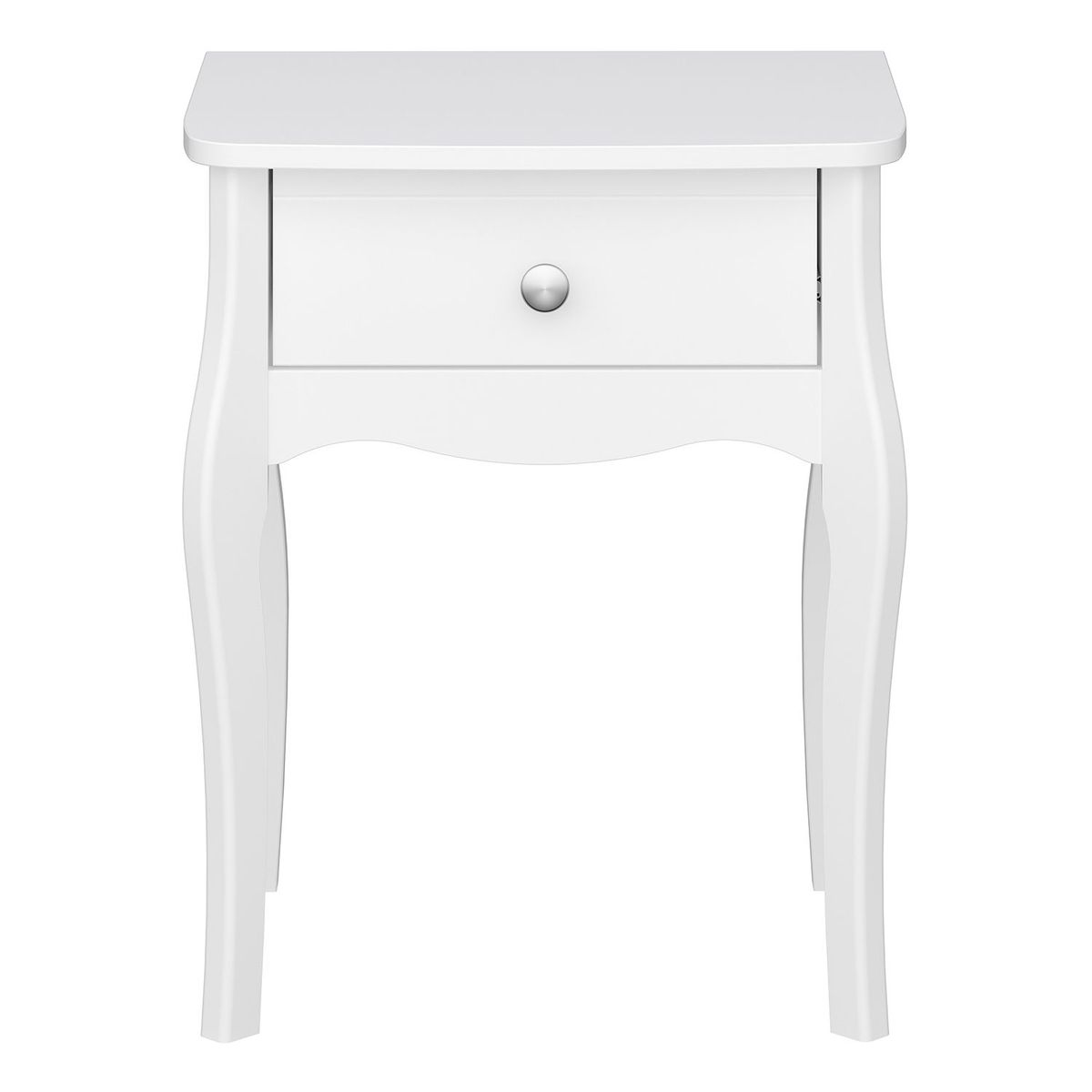 TVILUM - Combo Baroque Blanco: Cómoda 3 Cajones + Velador 1 Cajón