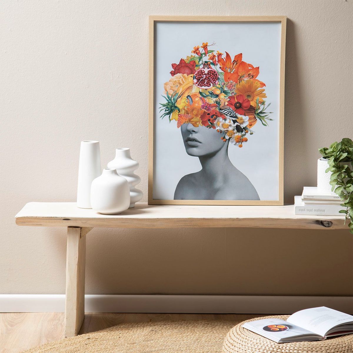 BASEMENT HOME - Cuadro + Lámina Decorativa Bosque Naranja 50x70cm Conka Collage