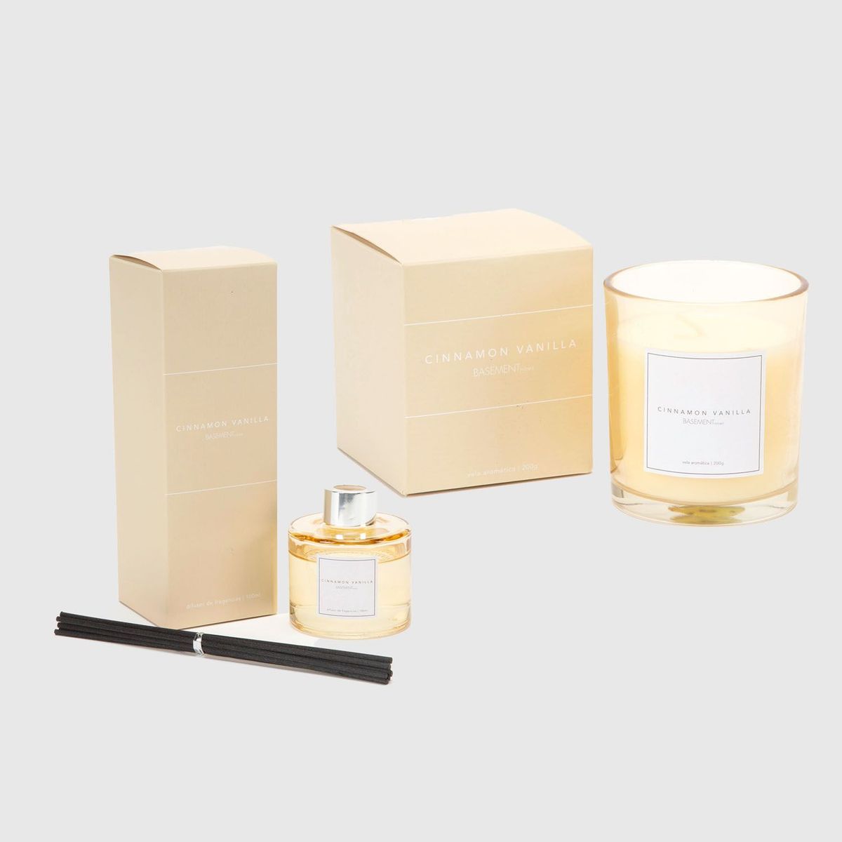 BASEMENT HOME - Vela de Vidrio + Difusor Cinnamon Vanilla
