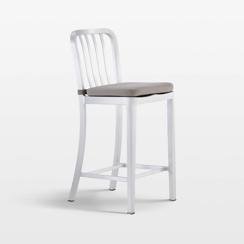 CRATE & BARREL - Silla de Bar Delta de Metal con Cojín Cushion Alloy Gris