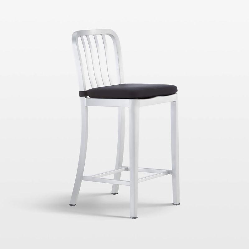 CRATE & BARREL - Silla de Bar Delta de Metal con Cojín Cushion Negro