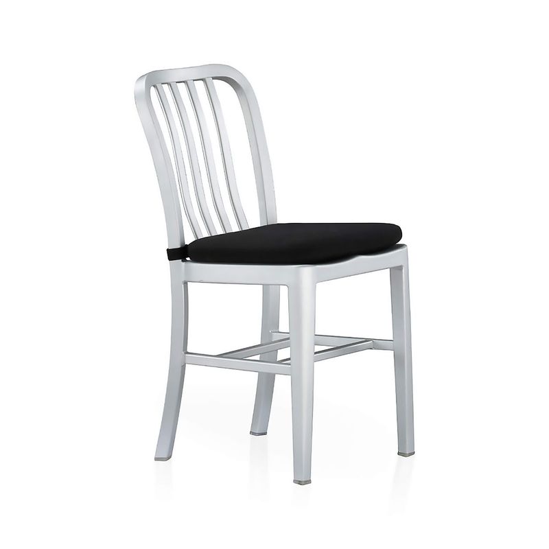 CRATE & BARREL - Silla de Comedor Delta de Metal con Cojín Cushion Negro