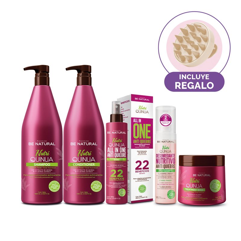 BE NATURAL - Pack Nutri Quinua Para Cabello Procesado 1 Litro Be Natural