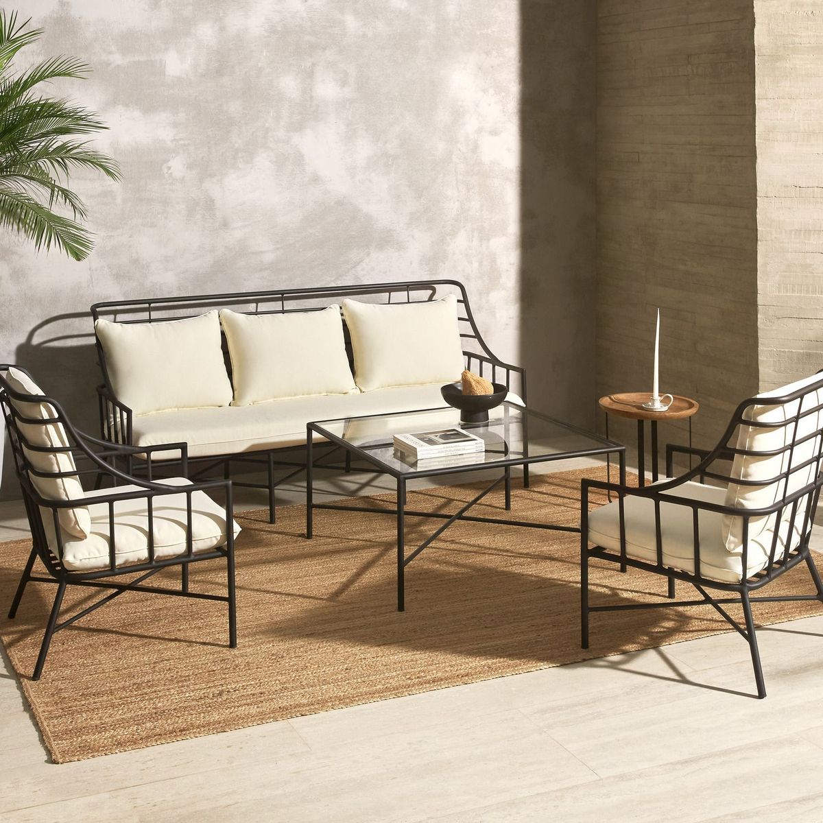 BASEMENT HOME - Juego de Sala de Terraza Saint Tropez 3-1-1 Cuerpos con Mesa de Centro