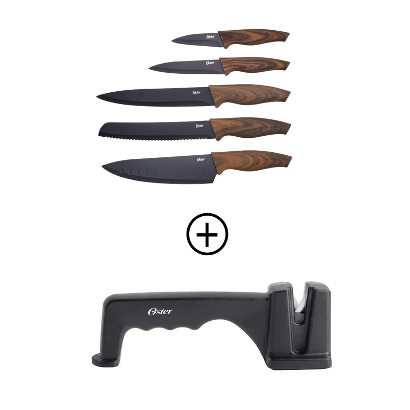 OSTER - Juego de cuchillos 5PZs + Afilador Oster