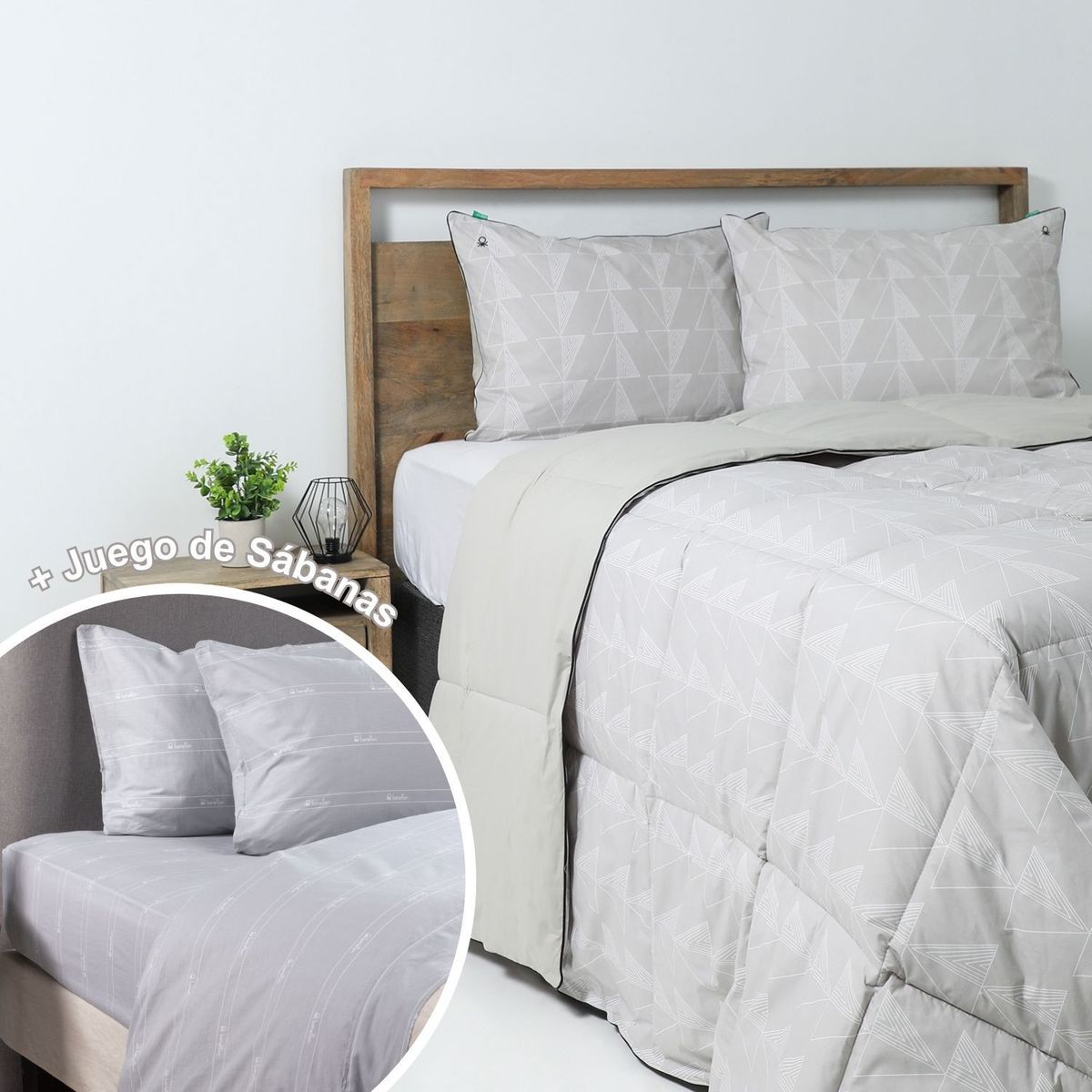 BENETTON - Edredón Albano + Juego de Sábanas 100% Algodón Benetton