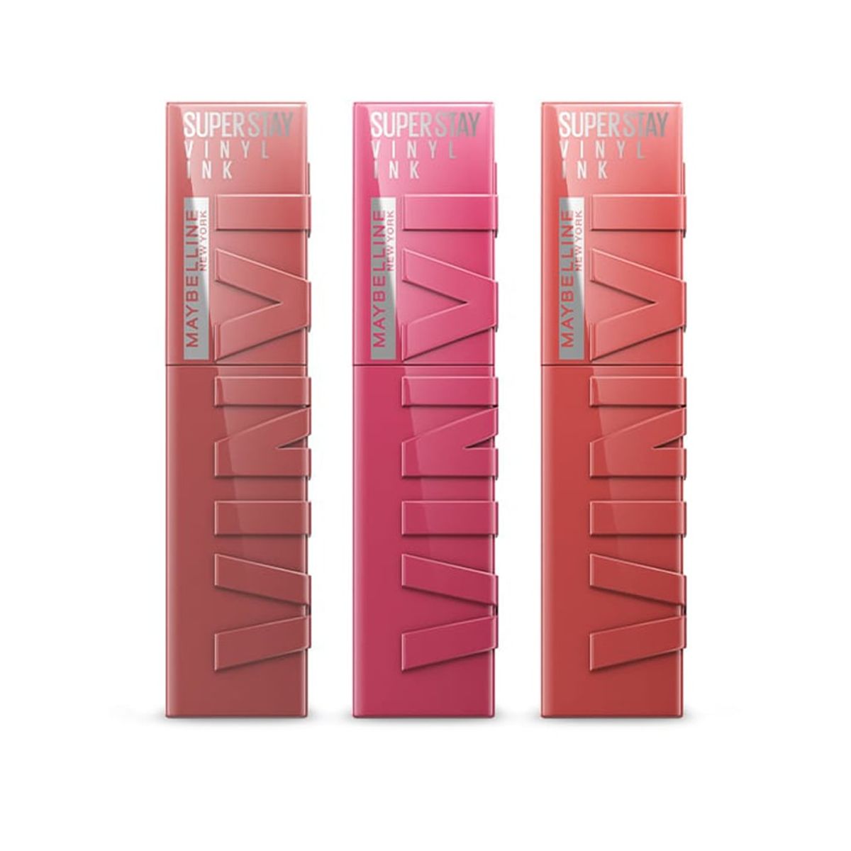 MAYBELLINE - Tripack Maybelline New York  Labiales Vinyl Ink Cheeky + Coy + Peachy