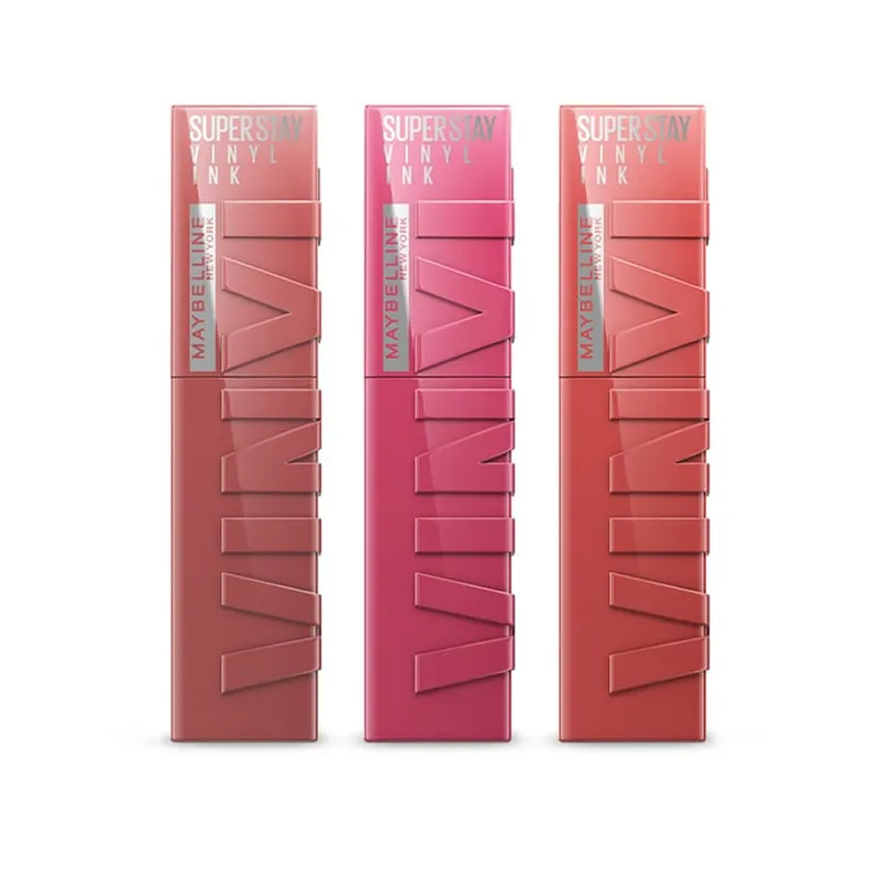MAYBELLINE - Tripack Maybelline New York  Labiales Vinyl Ink Cheeky + Coy + Peachy