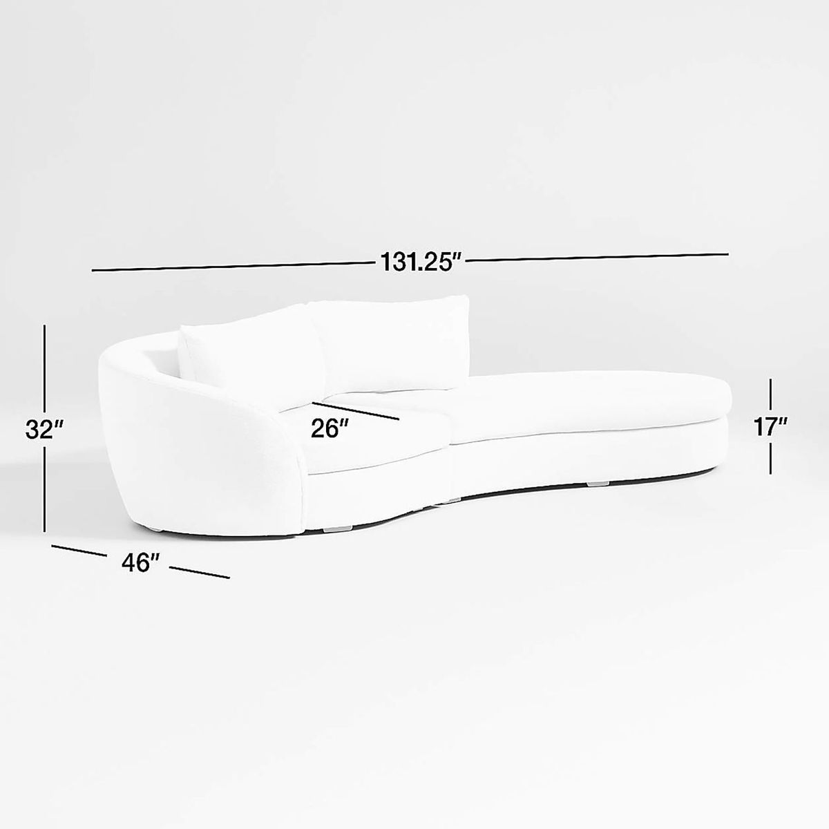 CRATE & BARREL - Seccional Curvo Sinuoso De 2-piezas Con Chaise Lounge Derecho