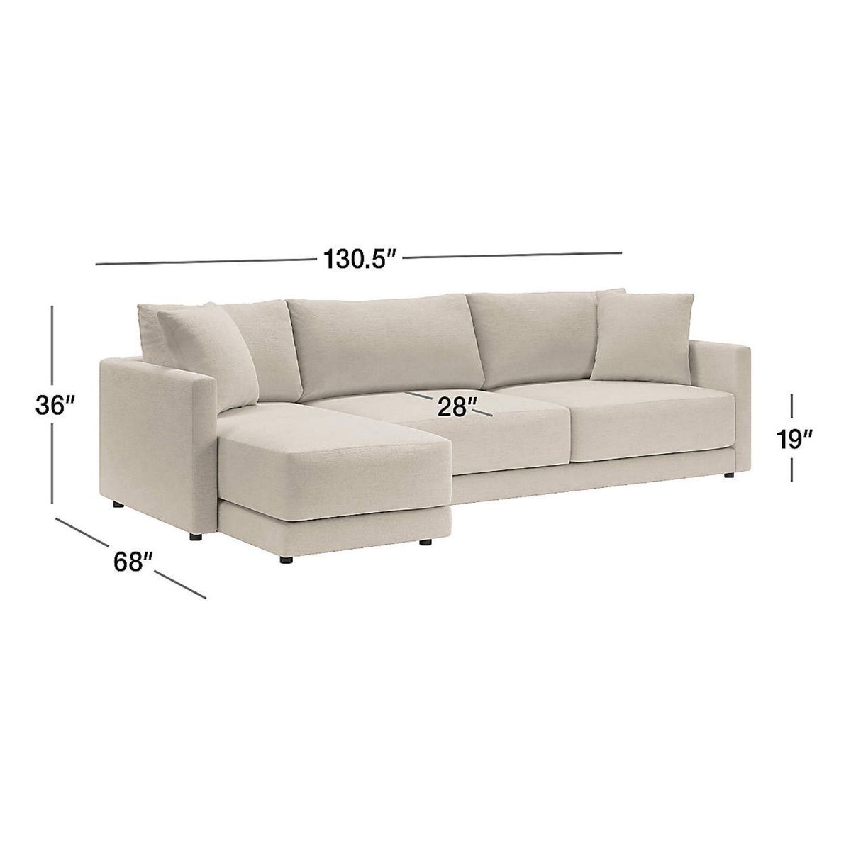 CRATE & BARREL - Seccional Gather 4 Cuerpos Izquierdo
