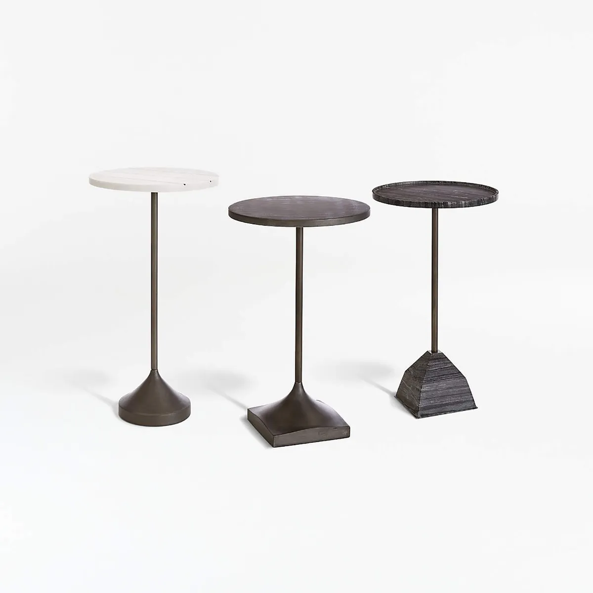 CRATE & BARREL - Mesas Auxiliares Prost con Base de Aluminio Set de 3