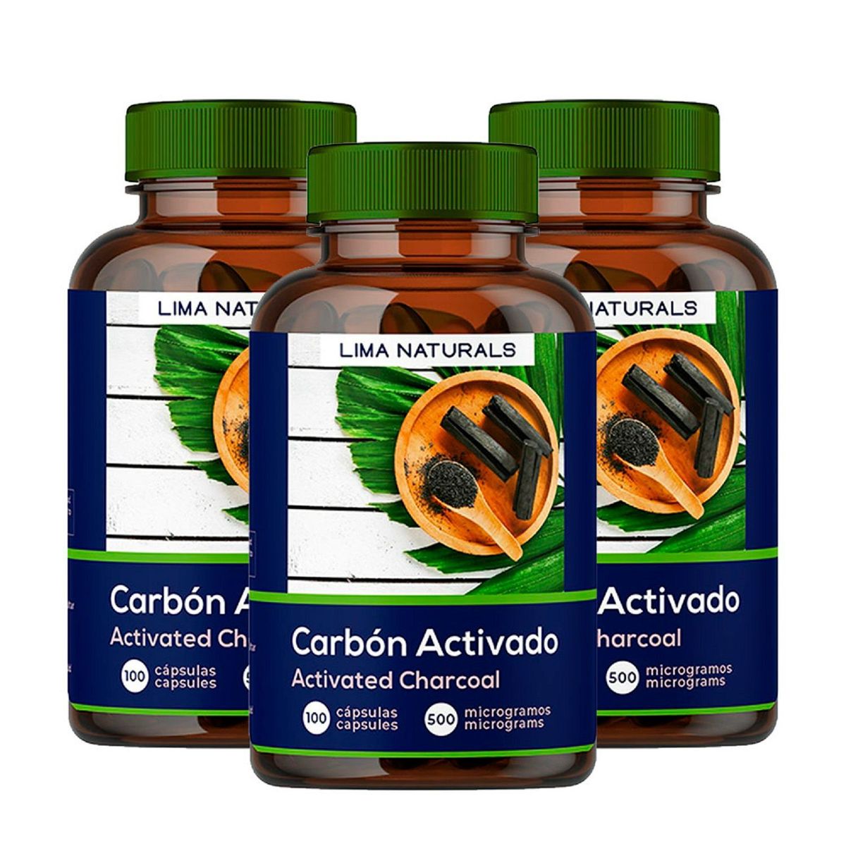 LIMA NATURALS - Carbón Activado Lima Naturals Pack X 3