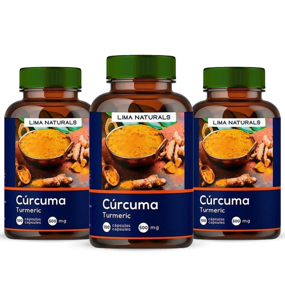LIMA NATURALS - Cúrcuma 100 Cápsulas Lima Naturals Pack X 3