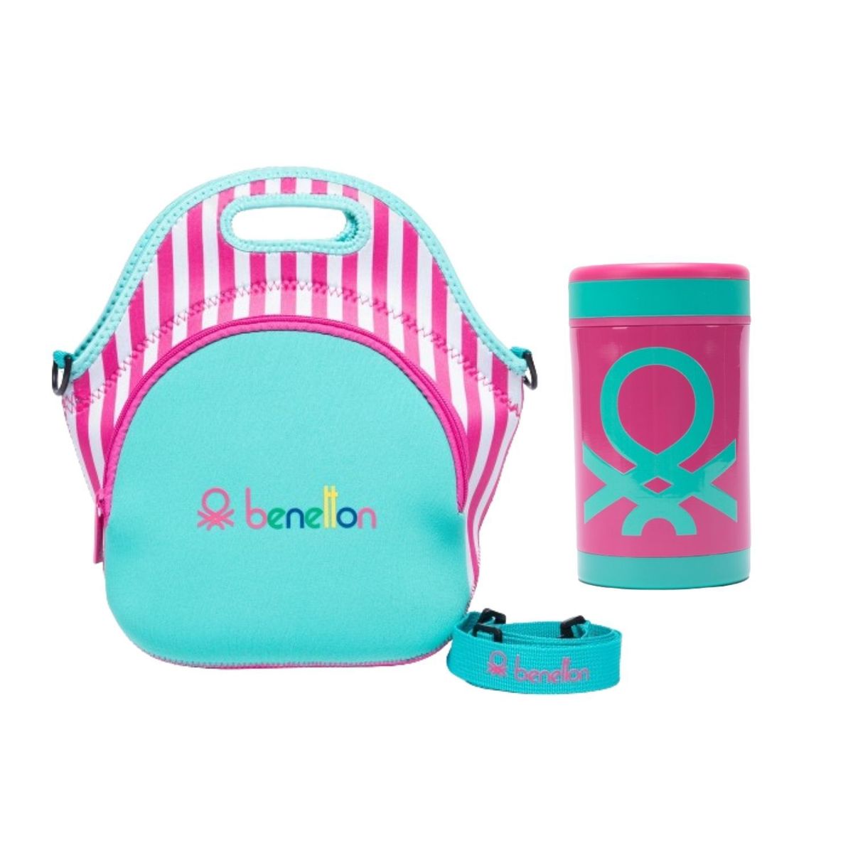 BENETTON - Lonchera + Termo comida Benetton Rosada