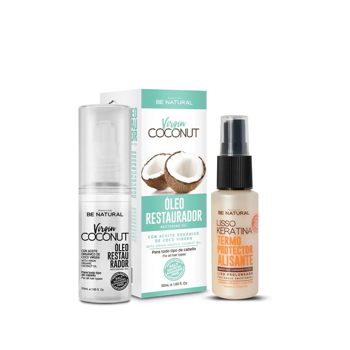 BE NATURAL - Pack Virgin Coconut Para Todo Tipo De Cabello 1litro