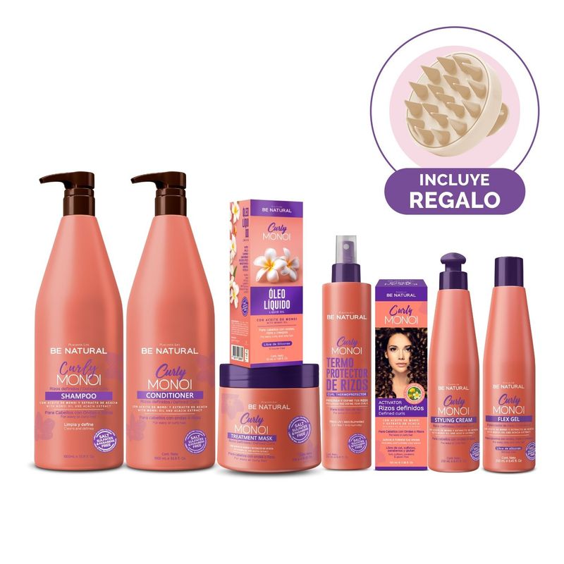 BE NATURAL - Pack Curly Monoi Para Cabello Rizado 1 Litro