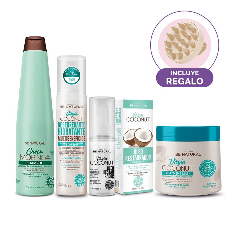 BE NATURAL - Pack Limpieza Profunda E Hidratación Para Todo Tipo De Cabello Be Natural