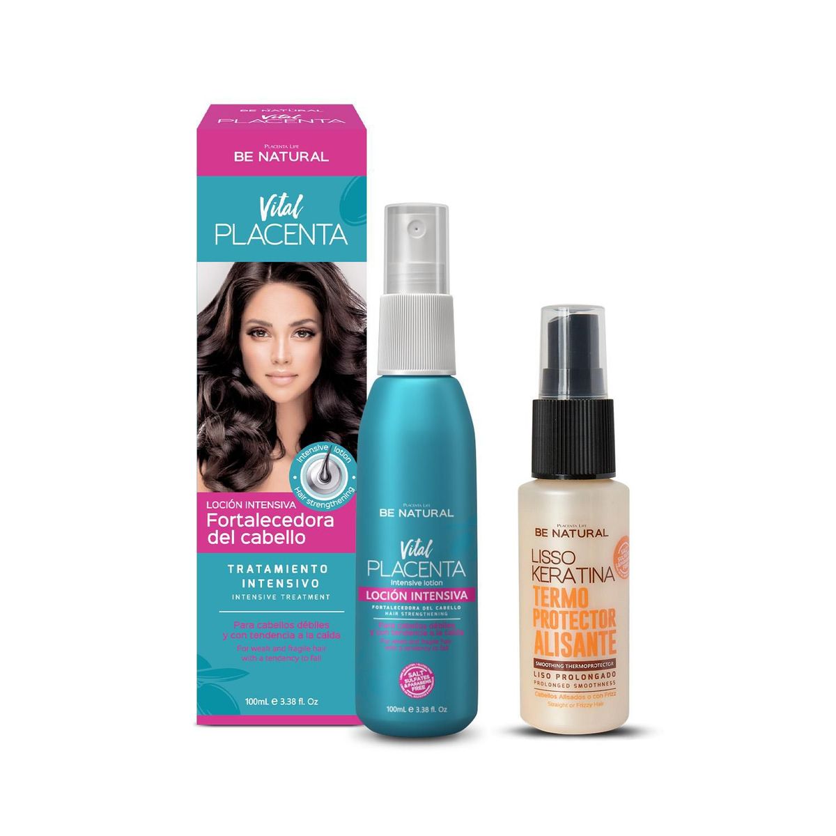 BE NATURAL - Pack Fortalecedor De Cabello Vital Placenta 1 Litro Be Natural