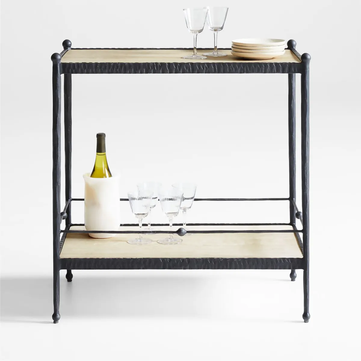 CRATE & BARREL - Bar Rodin de Metal Negro 2 Niveles
