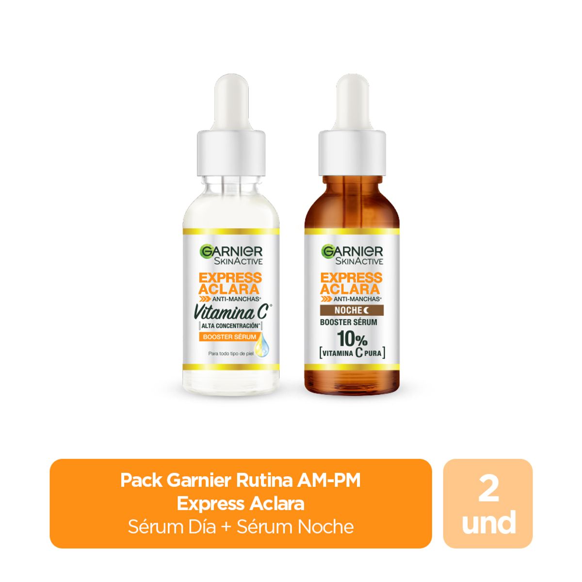  - Pack Garnier Rutina Am-pm Express Aclara Serum +  Serum Noche
