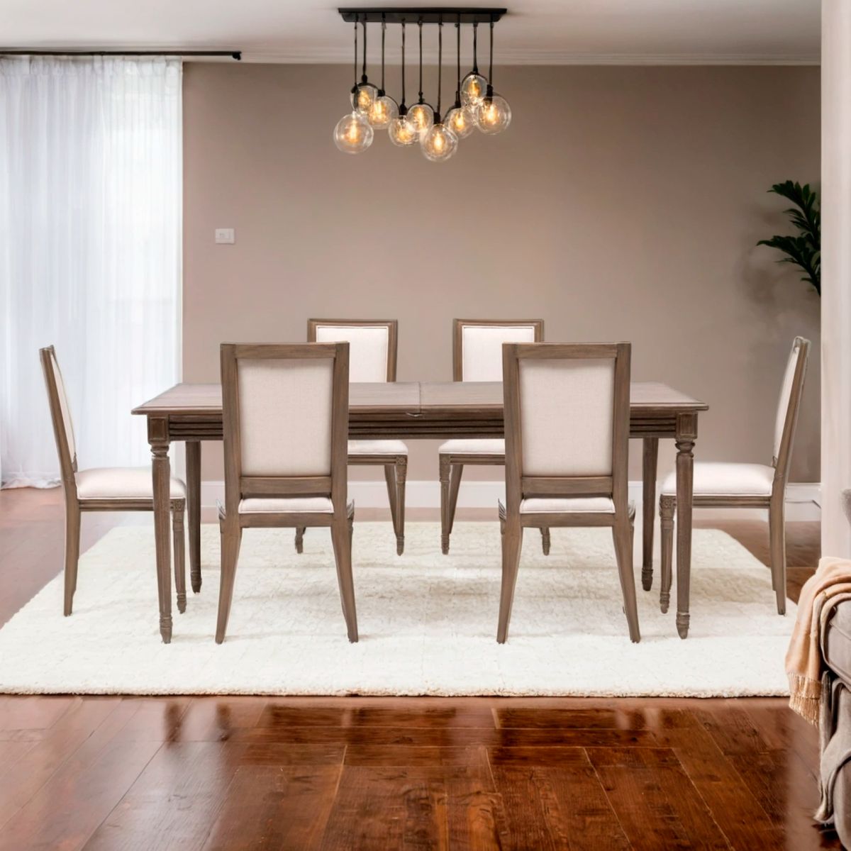 ROBERTA ALLEN - Juego de Comedor Croisette Extensible Rectangular 6 Sillas