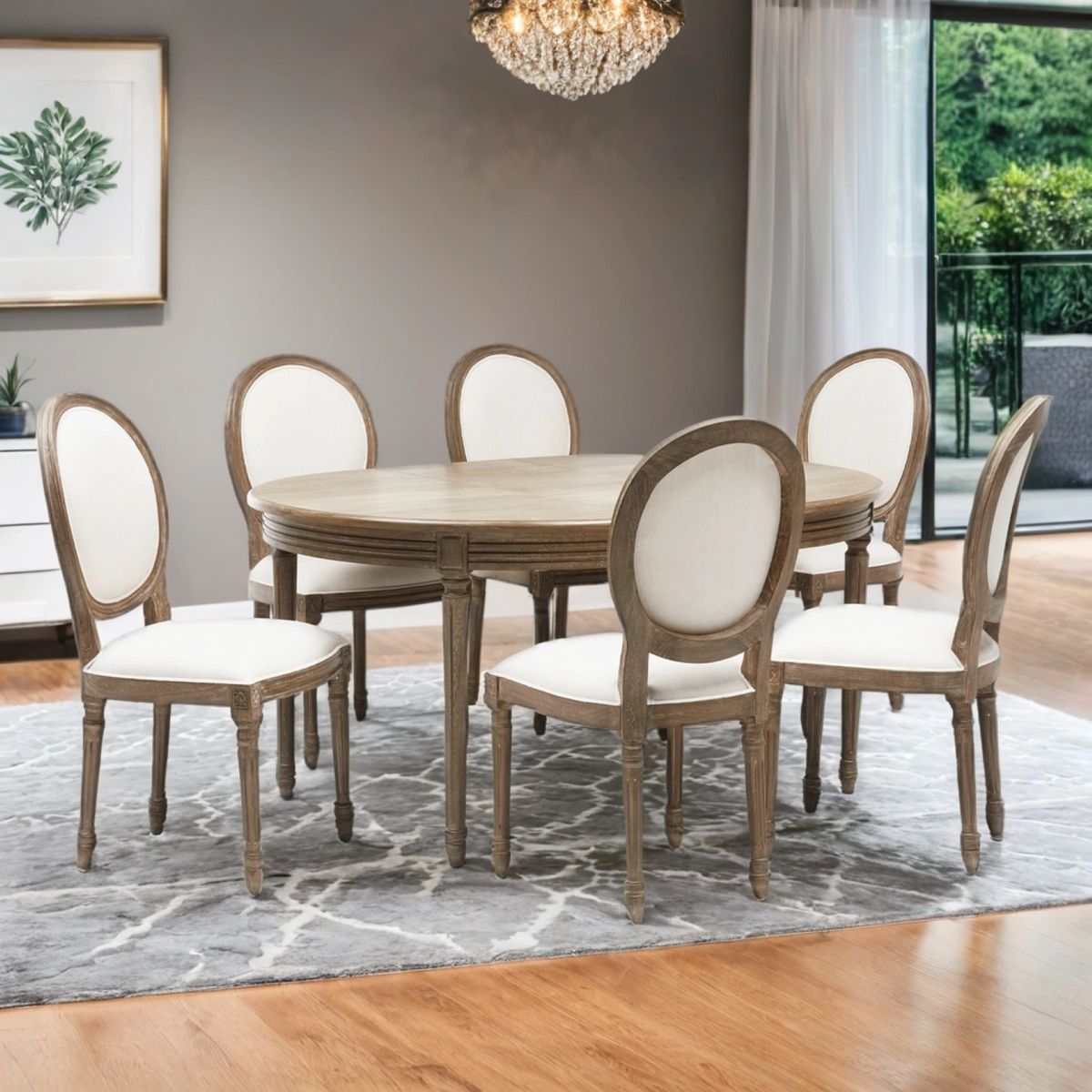 ROBERTA ALLEN - Juego de Comedor Croisette Extensible Ovalado 6 Sillas