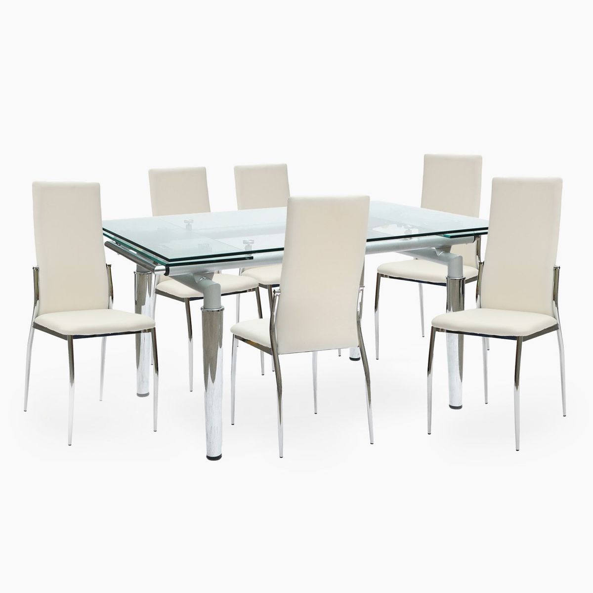 MICA - Juego de Comedor New Linear 6 Sillas Blanco