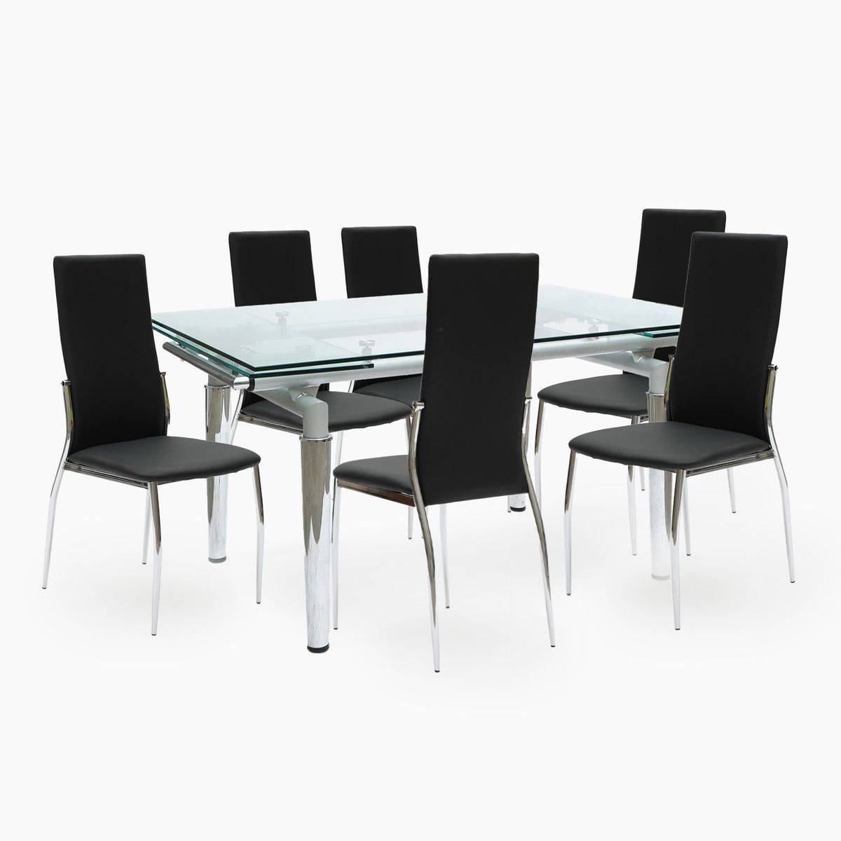 MICA - Juego de Comedor New Linear 6 Sillas Negro