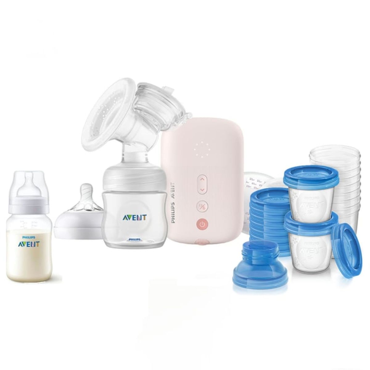 AVENT - Extractor eléctrico simple + Biberon 260ml + Recipiente de Leche x10 Avent