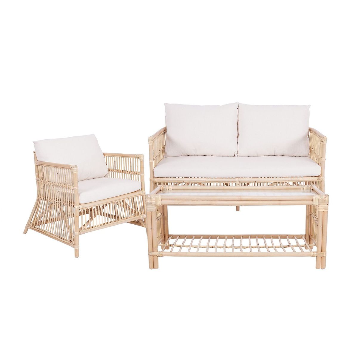 BASEMENT HOME - Juego de Sala de Terraza Indonesia 2-1 + Mesa de Centro