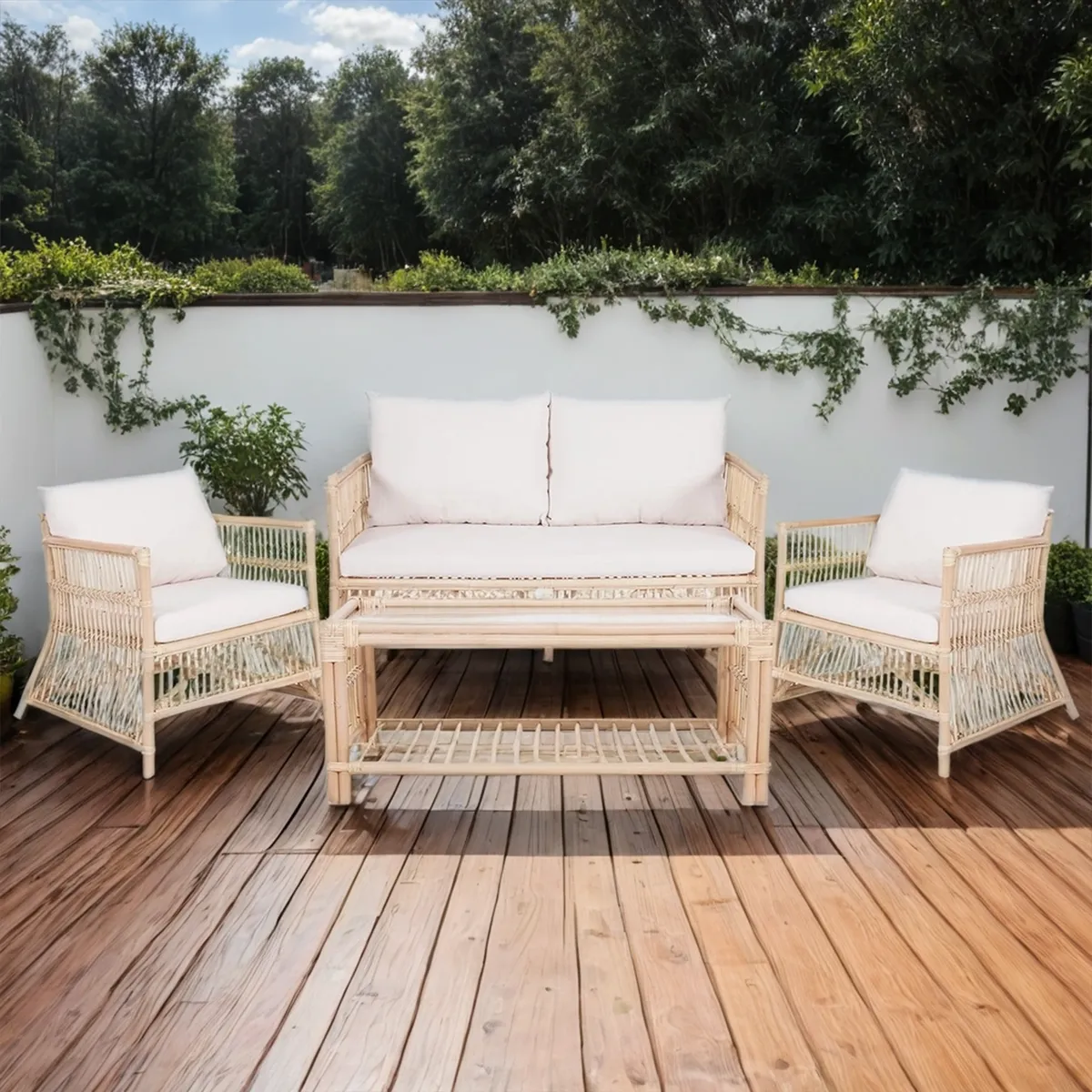 BASEMENT HOME - Juego de Sala de Terraza Indonesia 2-1-1 + Mesa de Centro