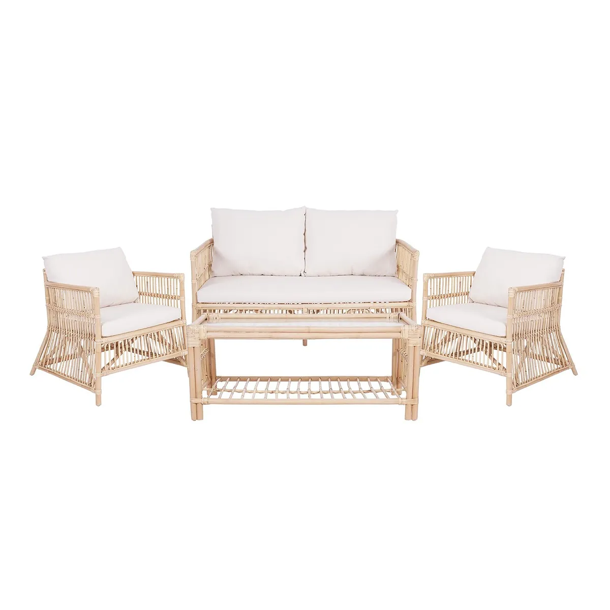 BASEMENT HOME - Juego de Sala de Terraza Indonesia 2-1-1 + Mesa de Centro