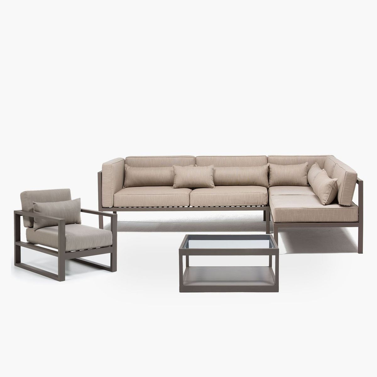 BASEMENT HOME - Juego de Sala de Terraza Monaco: Seccional + Sofá 1 Cuerpo + Mesa de Centro