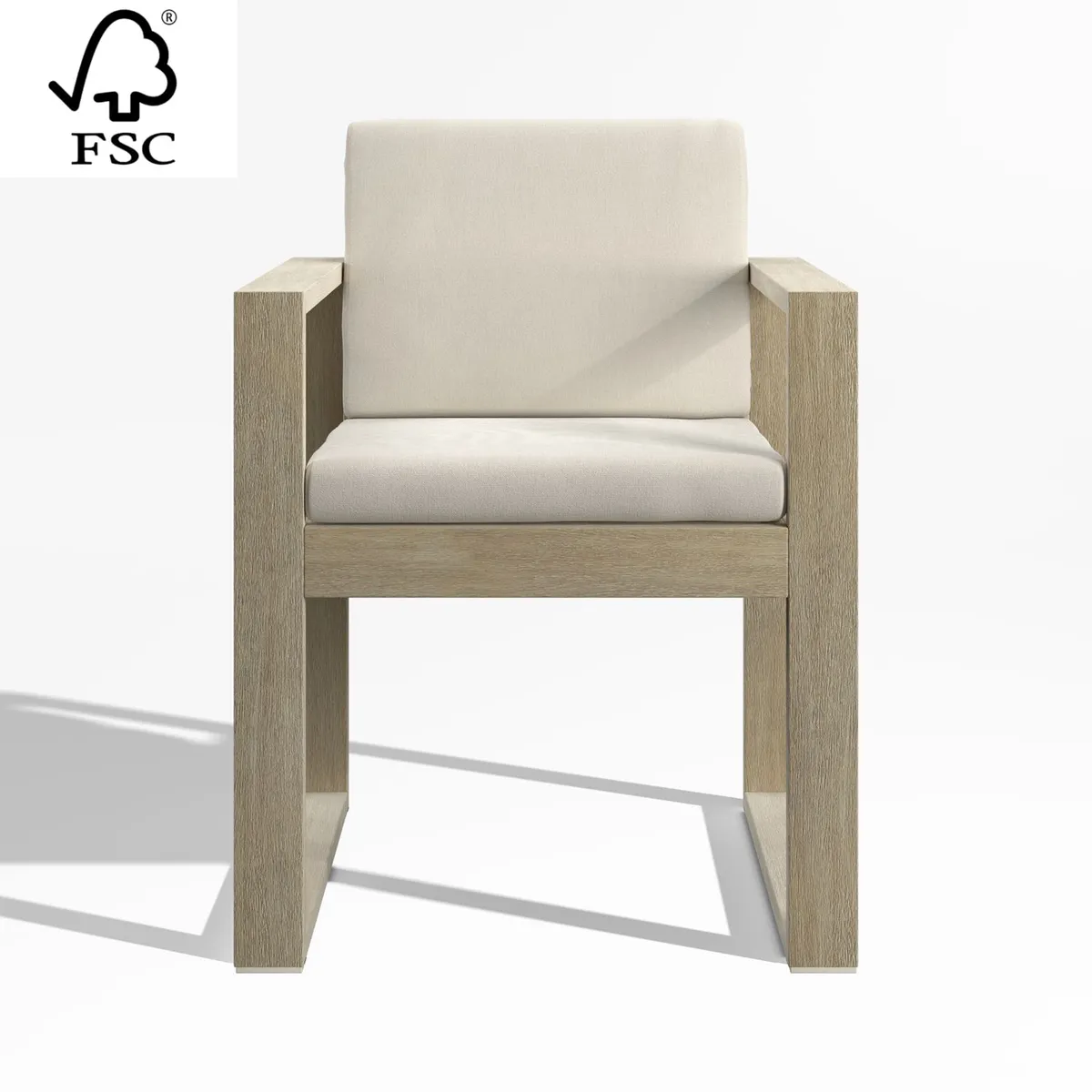 CRATE & BARREL - Silla De Comedor De Terraza Mallorca De Madera Con Cojines