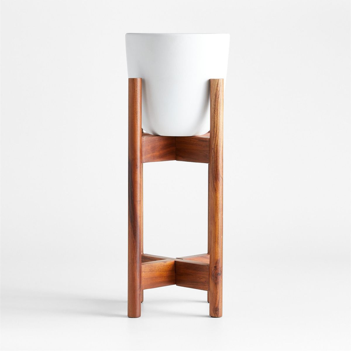 CRATE & BARREL - Macetero Willis De Cerámica Blanca Alto