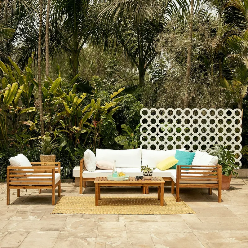 MICA - Juego de Sala de Terraza Camerun: Seccional + Sofá 1 Cuerpo + Mesa de Centro