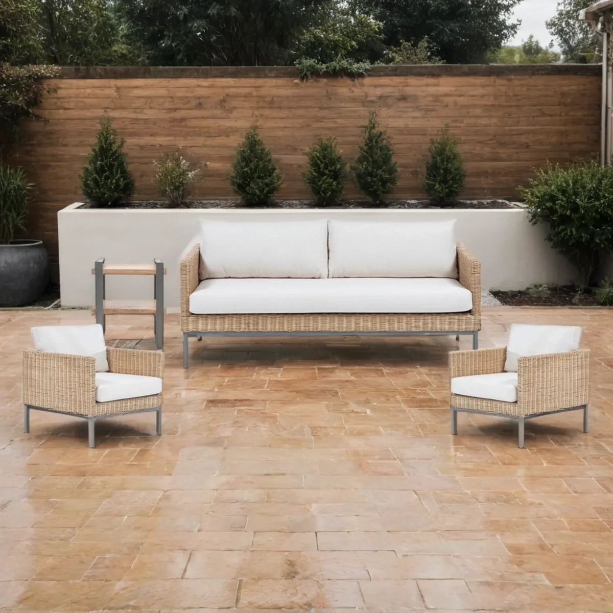 BASEMENT HOME - Juego de Sala de Terraza Gobi 3-1-1 + Mesa Lateral