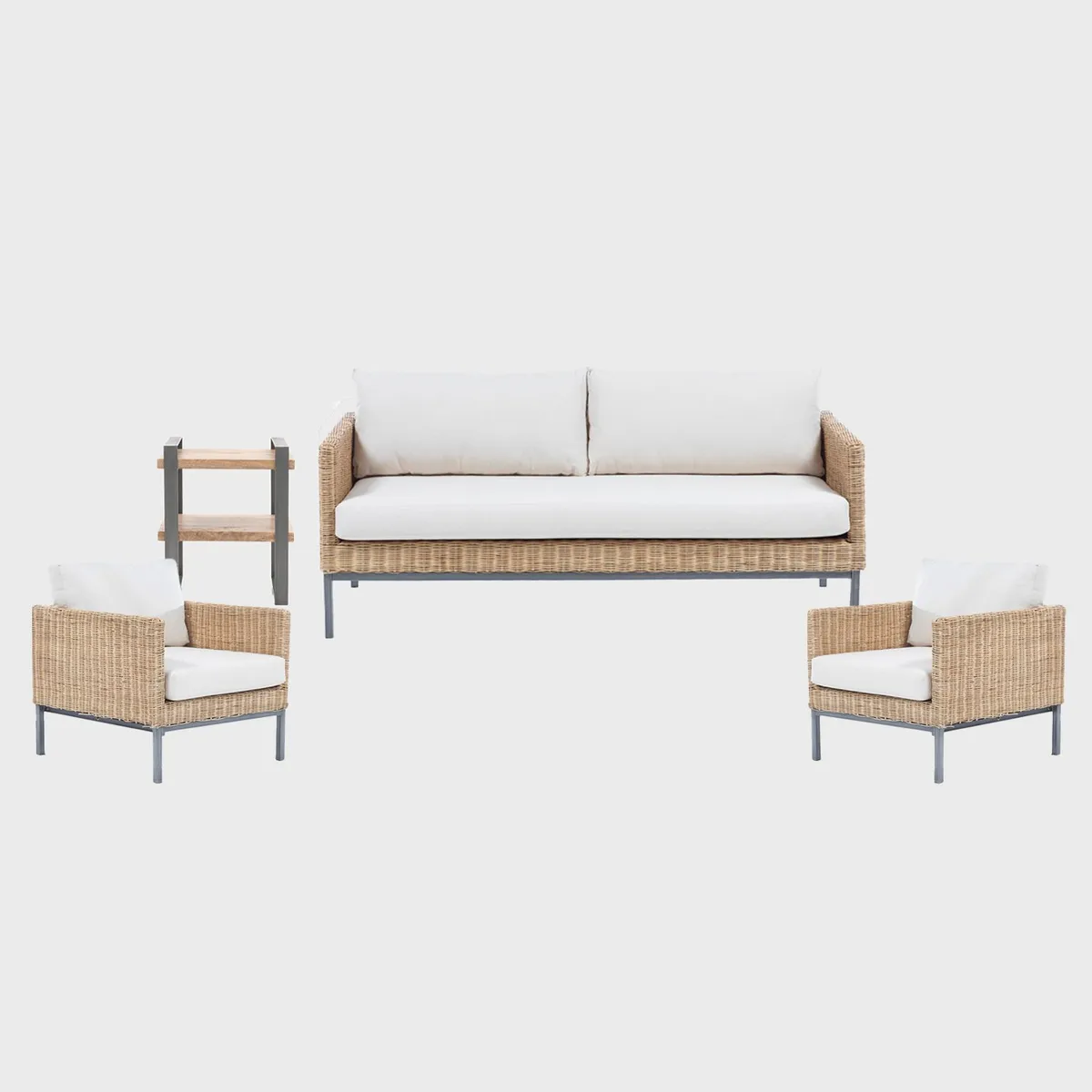 BASEMENT HOME - Juego de Sala de Terraza Gobi 3-1-1 + Mesa Lateral